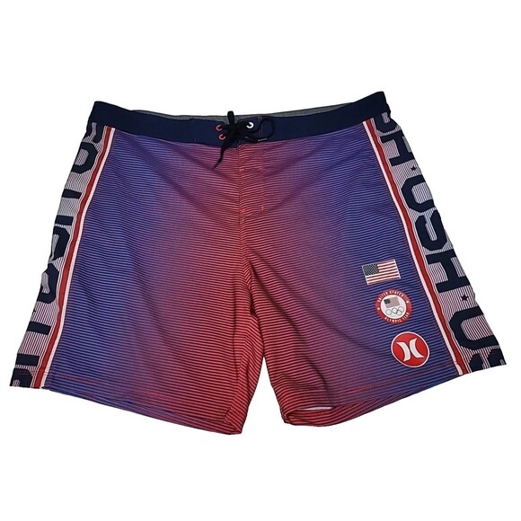 Hurley Phantom Mens 38 USA Olympic Team Red White Blue Swim Trunks Board Shorts
